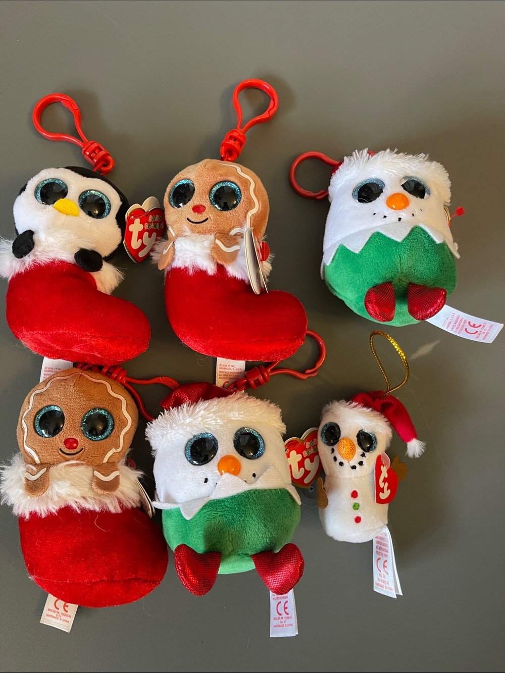 Ty Holiday Plush Keychain Set - Baby Beanies w tags